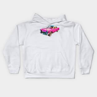Colored Classic Car Design in Vibrant Vector Style Kids Hoodie